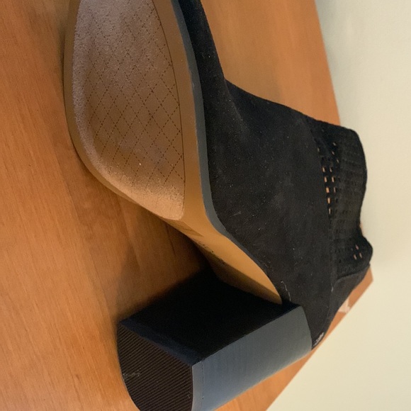 Report peep toe booties, black suede, woman’s size 8, silver zipper accents. - Picture 5 of 6